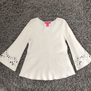 Off white blouse with bell buttom detailed sleeves